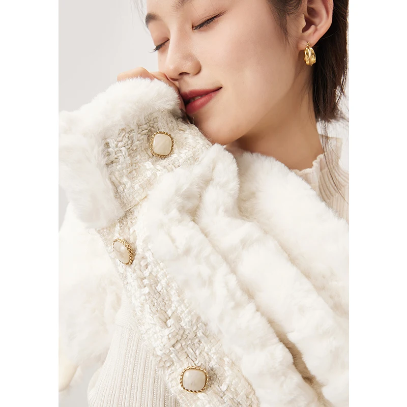 New Casacos Inverno Feminino  Faux Fur  Thick Warm Fur  High Street  Autumn/Winter  Spliced Stand Collar Single Breasted