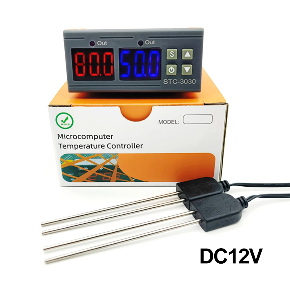 

STC-3029/STC-3030 DC 12 В 24 В переменного тока 220 В двойной цифровой контроль влажности гигрометр контроллер инкубатора детектор влажности почвы