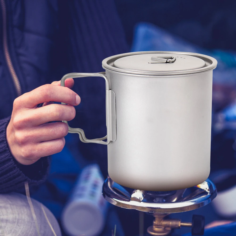 

600ml Lightweight Titanium Camping Mug Travel Wild Survival Cooking Tableware Outdoor Tableware Camp Cooking Supplies