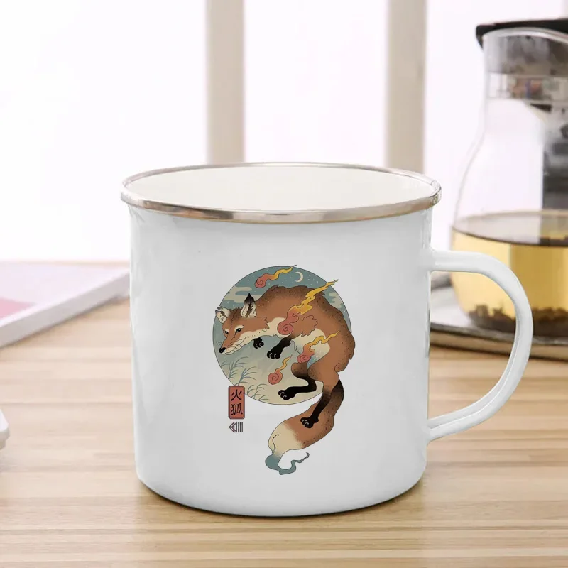 Эмалированная кружка Ukiyoe белая