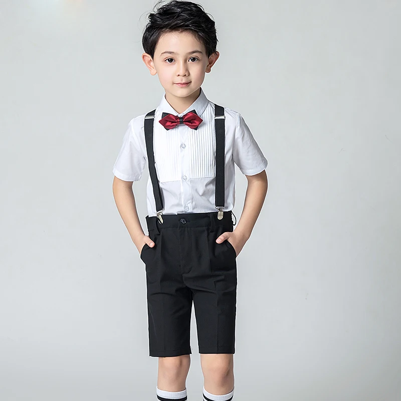 Children's Fashion Suits 2022 summer Boys Slim Fit Blazer Pants Dress Clothes Set Children's Party Performance Costume Cropped