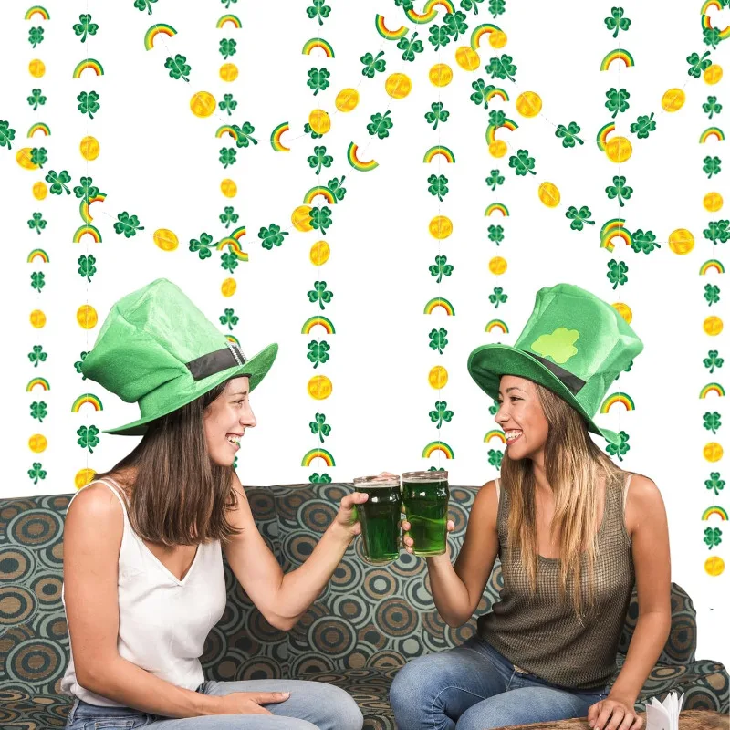 4 шт. День Святого Патрика зеленое золото клевер радуга золотая монета подвесные