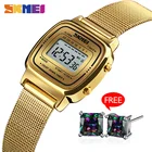 SKMEI роскошные женские часы 3 бар водонепроницаемые женские наручные часы модный маленький циферблат цифровой хронометр с календарем часы Montre femme 1901