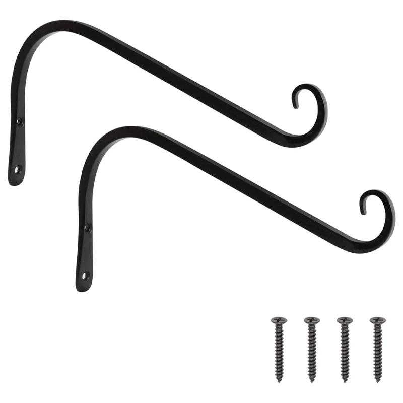 

New 12 Inch Hanging Plant Bracket 2 Pack Wrought Iron Wall Hooks For Bird Feeders Lanterns Wind Chimes With Screws