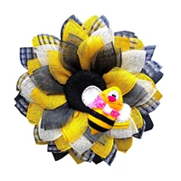 easter bee sunflower wreath silk flower with lights garland sun flower festival wall hanging door hanging pendants party decor