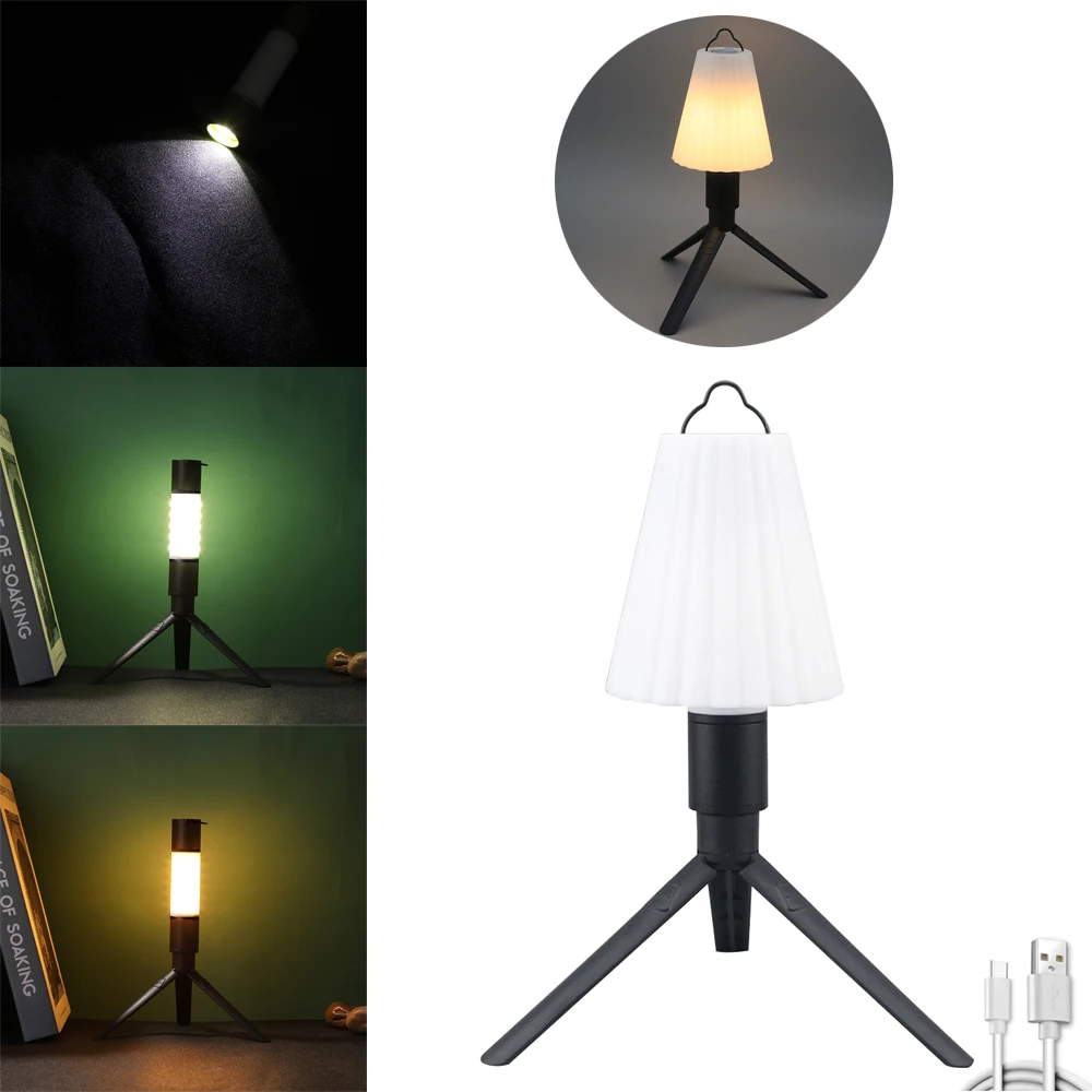 

USB Charging LED Lantern Flashlight 2600mAh USB Charging 6 Modes with Tripod Aluminum Alloy Emergency Camping Lights for Outdoor