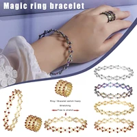 2 in 1 magic retractable ring bracelet stretchable gifts twist crystal women ring folding jewelry bracelets rhines n7n1