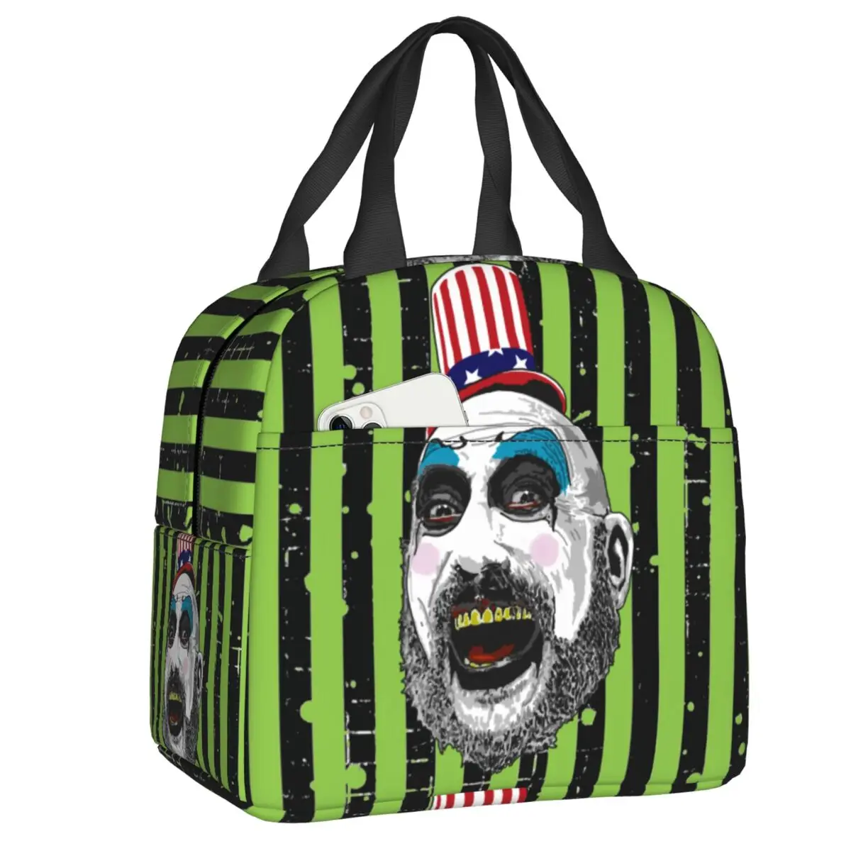 

Horror Movie Captain Spaulding Insulated Lunch Bag Leakproof Thermal Cooler Bento Box For Women Kids School Food Lunch Box