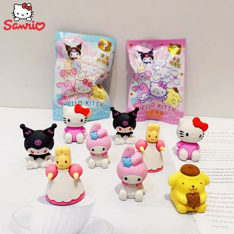 

32pcs/set Sanrio Cinnamoroll Kuromi Mymelody Hellokitty Cartoon Pencil Eraser Action Figure Student Articles Stationery Kids