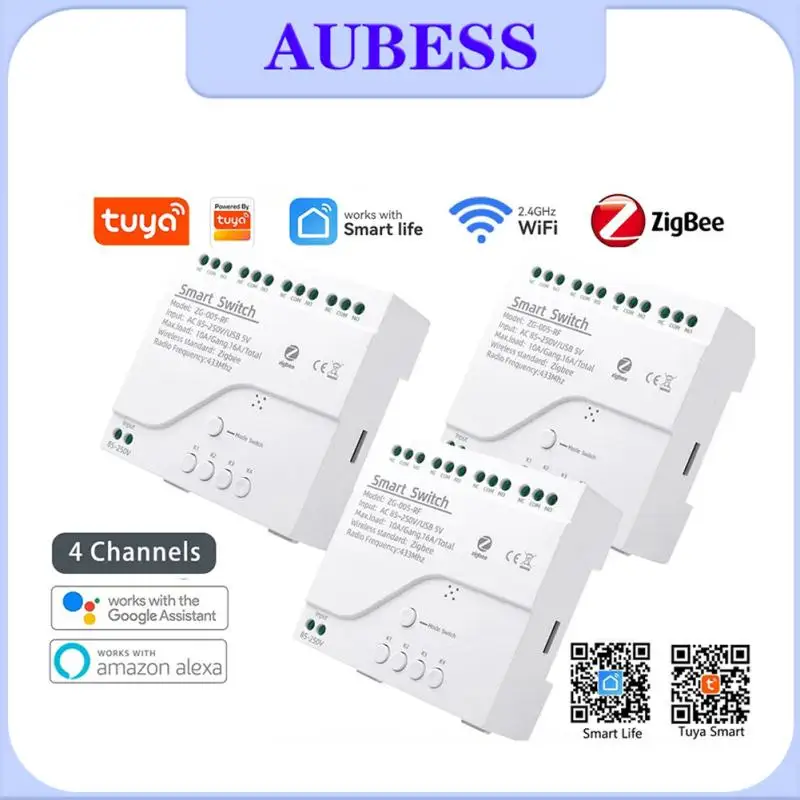 

4CH Tuya Zigbee Smart Light Switch Module 85-250V Relay Smart Home APP Remote Control Works With Gateway Alexa Google Assistant