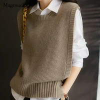womens vest new spring autumn pullover sweater female fashion sleeveless knttied sweater vest vintage o neck wool jumper