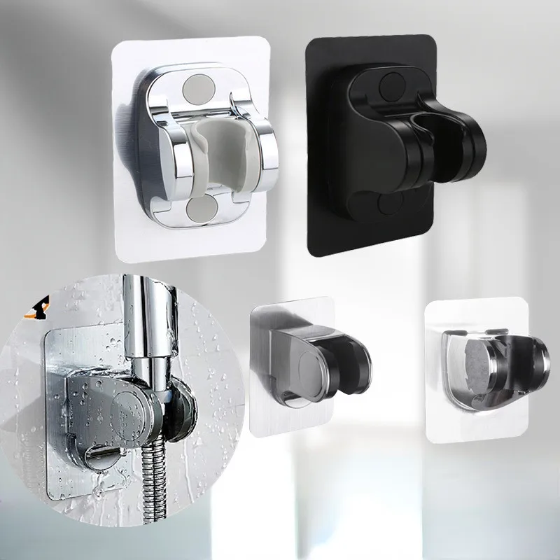 

Showerhead Punch-free Suction Self-adhesive Supplies Bathroom Holder Rack Drill-free Head Polished Handheld Adjustable Up Shower