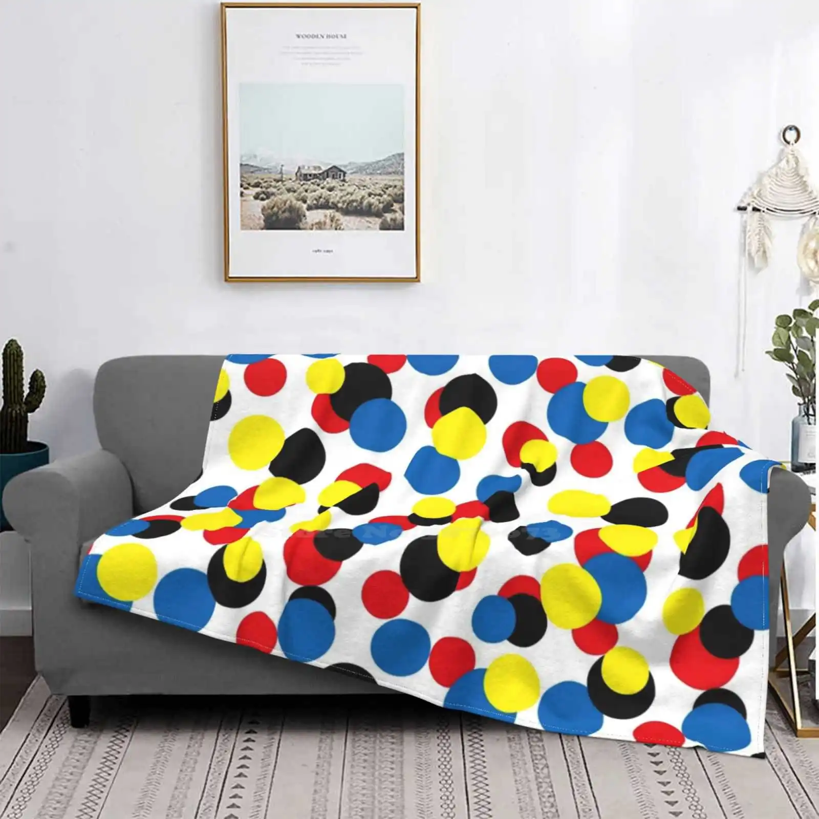 

Mondrian Color Dot Modern Art Graphic Air Conditioning Blanket Soft Throw Blanket Multicolored Color Texture Pattern Neon Light