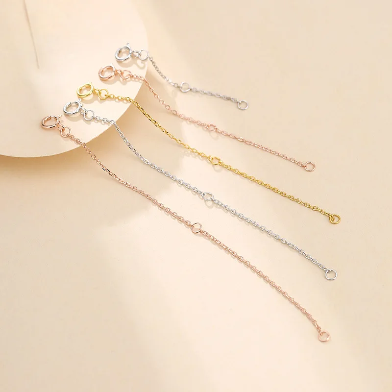 925 Silver 5/7/8/9/10cm Gold Extension Tail Chain Spring Clasps Connector For DIY Jewelry Making Findings Bracelet Necklace