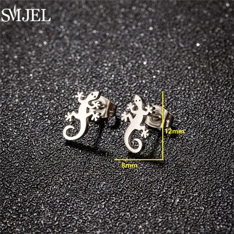 Серьги-гвоздики ящерица SMJEL нержавеющая сталь