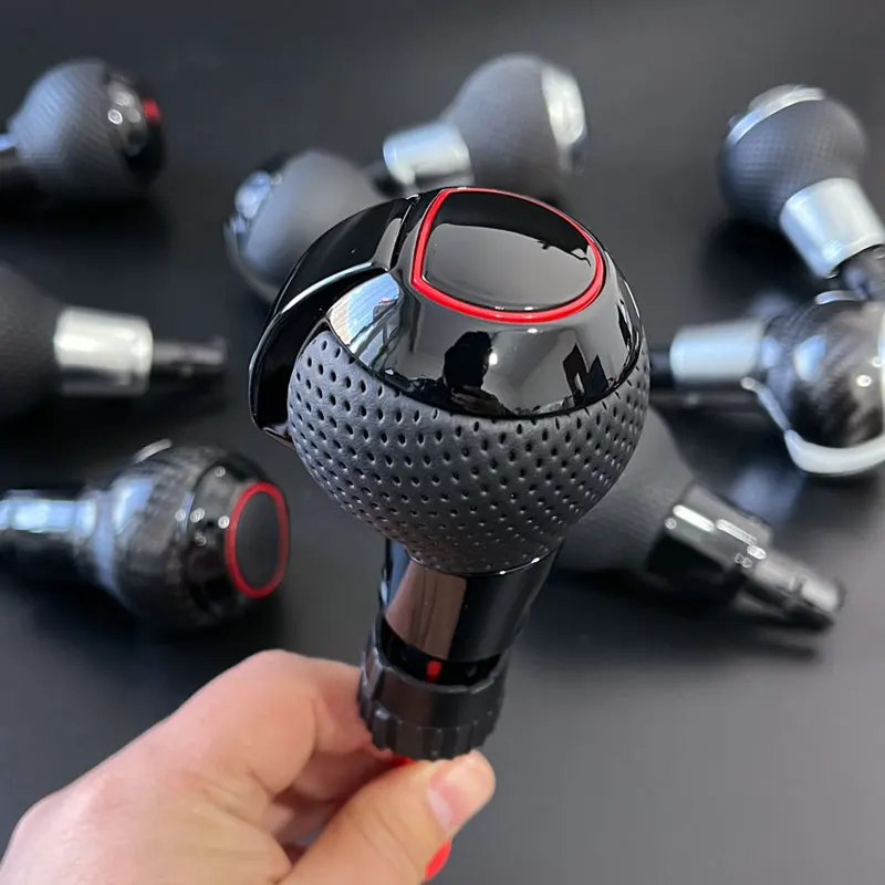 

1 шт. кожа с отверстием и красной рамкой, модель S, логотип, ручка переключения передач, мяч с пылезащитным чехлом для Audi A6 C7 VW Golf MK6 MK7 R GTI