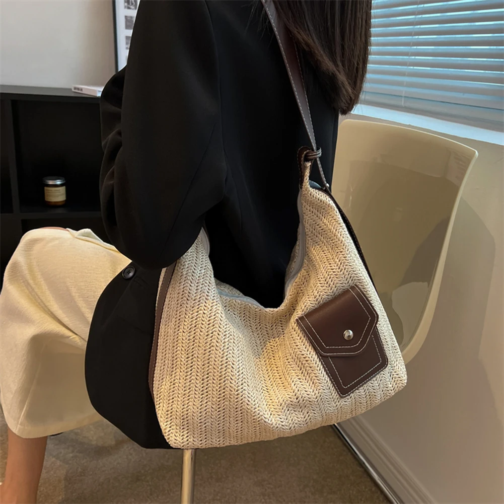 

Hand-woven Women's Shoulder Handbag Bohemian 2022 Summer Straw Beach Kawaii Tote Bag Travel Shopper Weaving Shopping Bags
