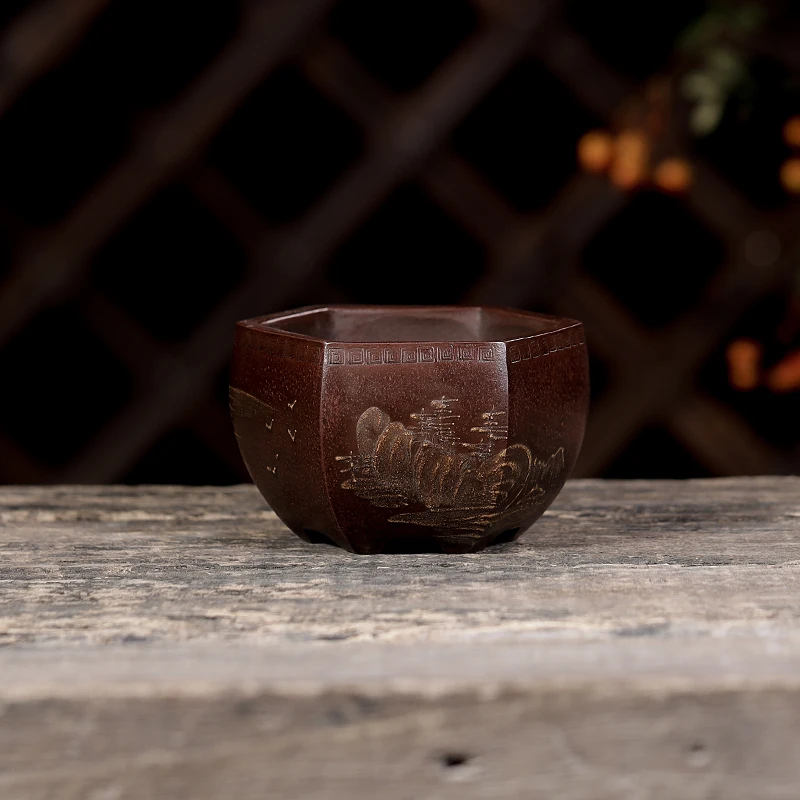 

Purple Send Bonsai Pot Tradition China Carved Succulents Garden Decoration