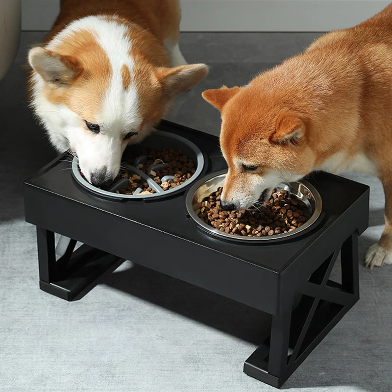 

Подъемная миска с регулируемыми Кормушками, двойная подставка для кормления собак и домашних животных, миска для медленного питания у кошек, для воды