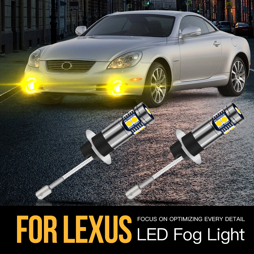Luz LED antiniebla para coche, sin Error Canbus lámpara H3, para Lexus LX470 ES300 ES330 IS300 2003-2005 GX470 2003-2009 SC430, 2 piezas