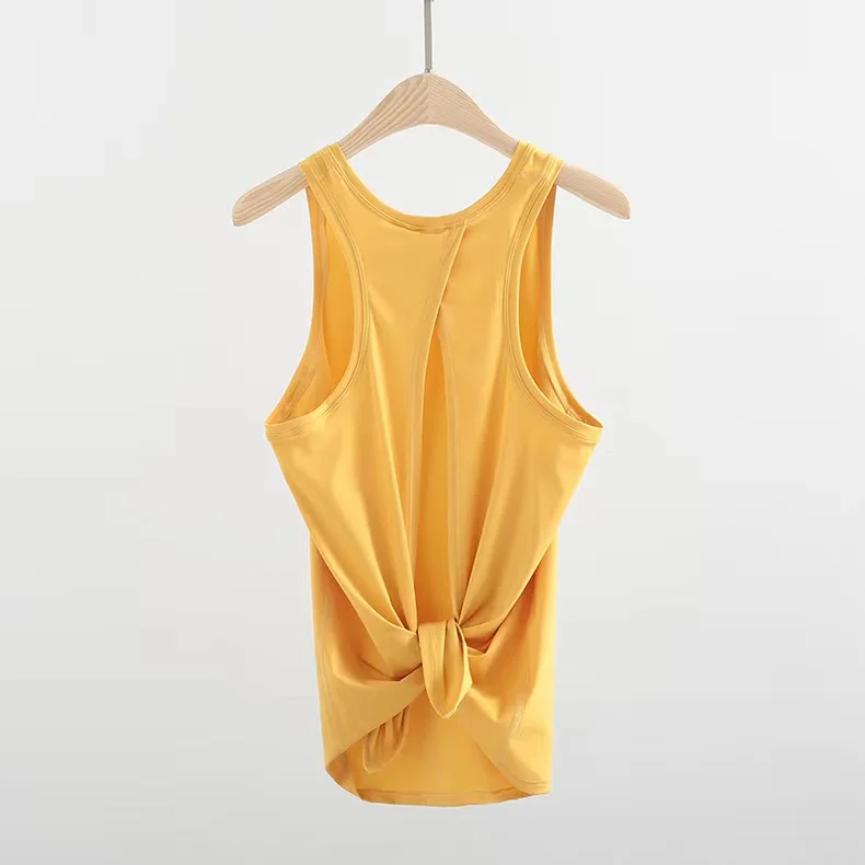 Lulu Sleeveless Blouse Sport Fitness Tank Tops Open Back Yoga 4way stretch fabric Sexy Top Activewear Naked-Feel Athletic Vest