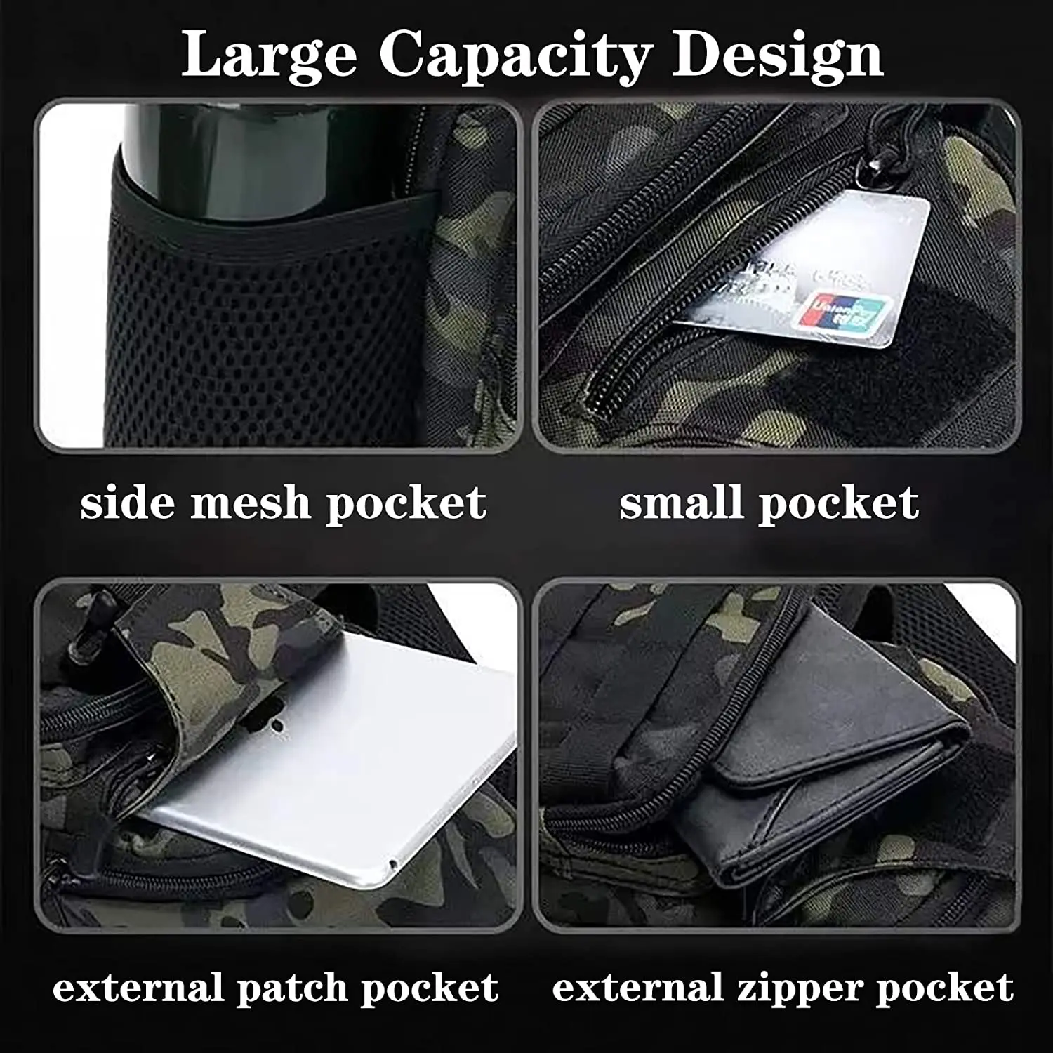 Armiya Men's Tactical Sling Bag, Small Shoulder Chest Molle Daypack Backpack for Cycling Hiking Camping Trekking