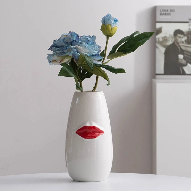 

Porcelain Vase Kiss Style Face Flower Pot Fresh Flower Dry Plant Arrangement Living Room Bedroom Decoration Accessories