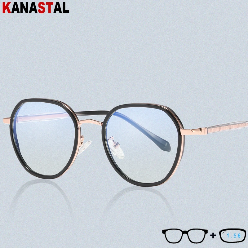 

Женский анти-синий светильник, блокирующие очки, мужские TR металлические полигональные очки с рисунком, компьютерные очки по рецепту, очки ...