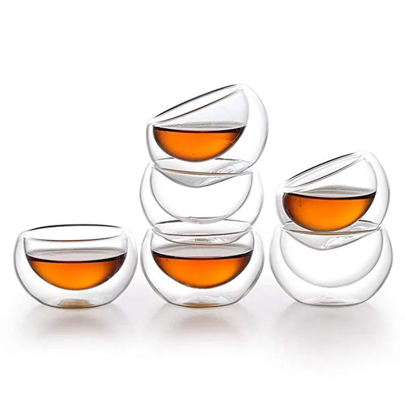 

50ml Double Wall Glass Cup Transparent Handmade Heat Resistant Beer Tea Drink Kungfu Teacup MINI Whisky Cup Espresso Coffee Cups