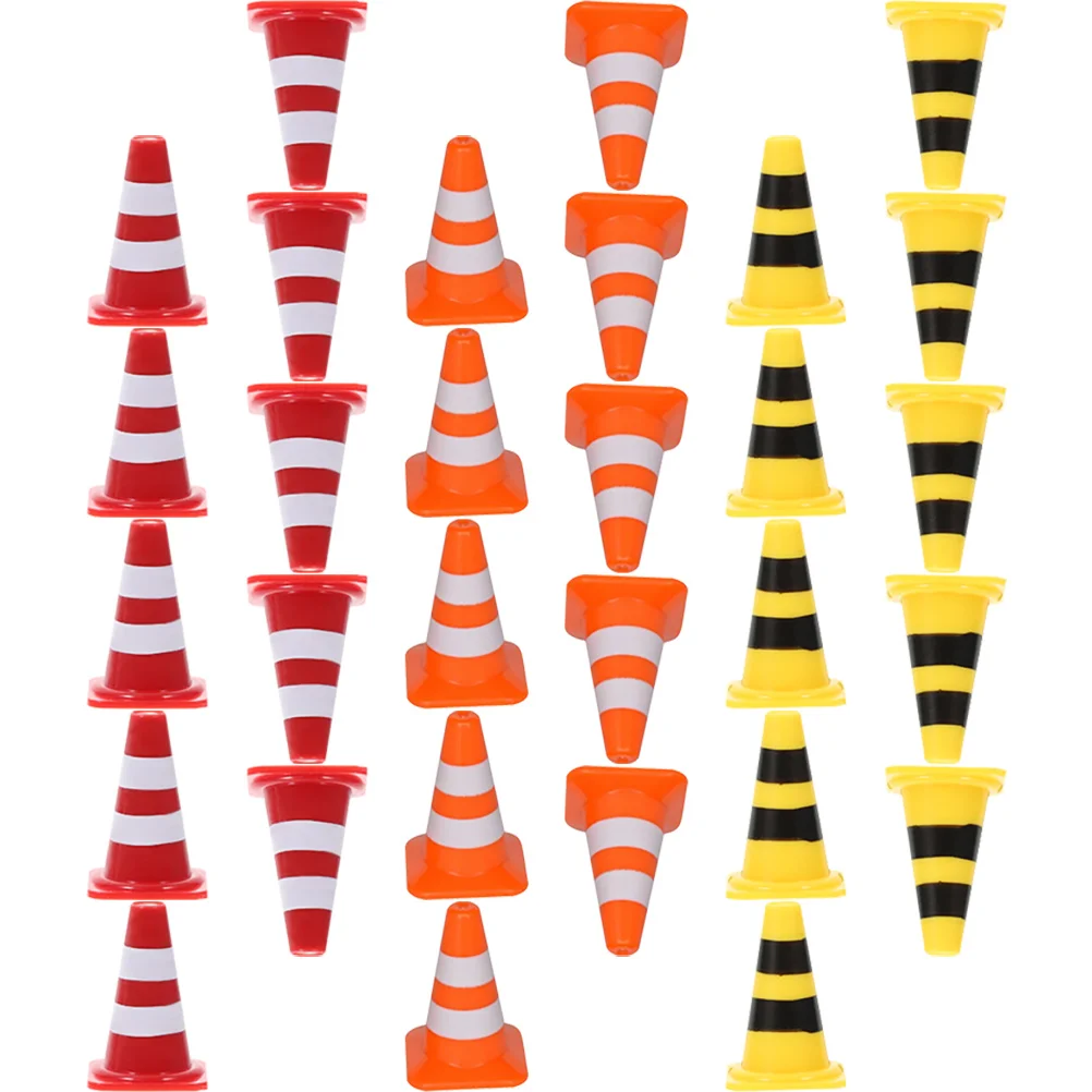 

30 Pcs Roadblock Simulation Props Construction Traffic Sign Toys Roadblocks Miniature Signs Kids Playset The Plastic Child