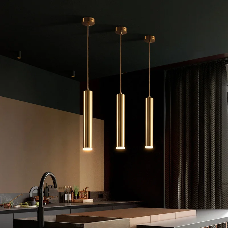

Biewalk Modern copper gold small chandelier home kitchen dining room bedroom single head long line bedside small chandelier