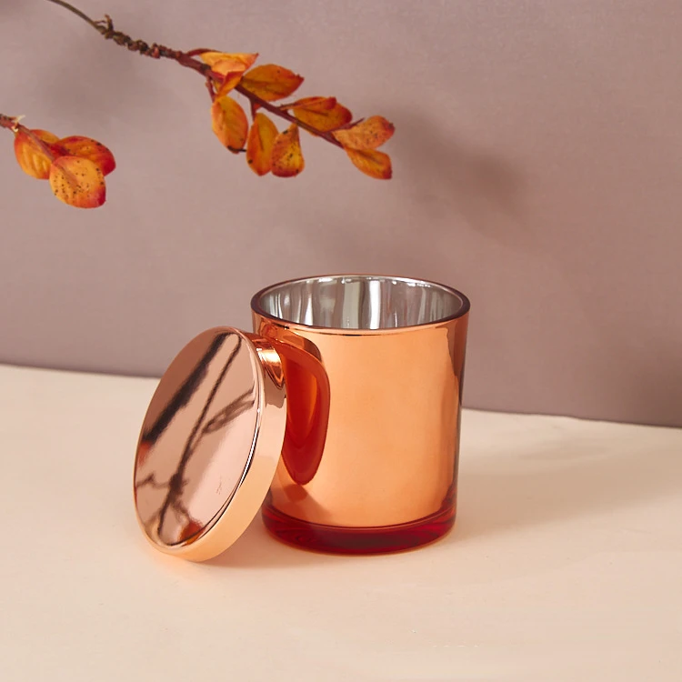 Банки для свечей 240 мл стеклянная чашка с золотым и розовым покрытием пустые