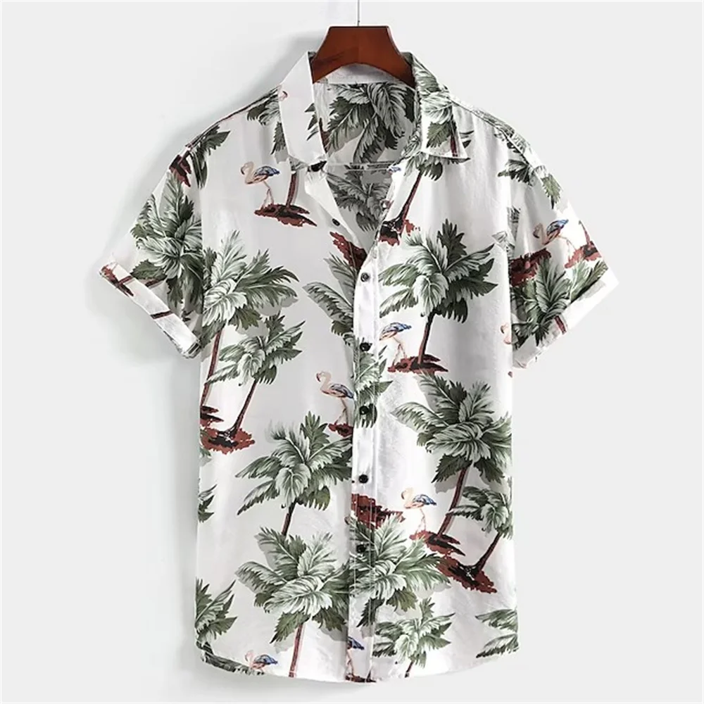 

2023 Men'S Shirt Summer Hawaiian Shirt Pattern Shirt Aloha Shirt Coconut Palm Tree Collar White Light Green Pink Blue Green Outd