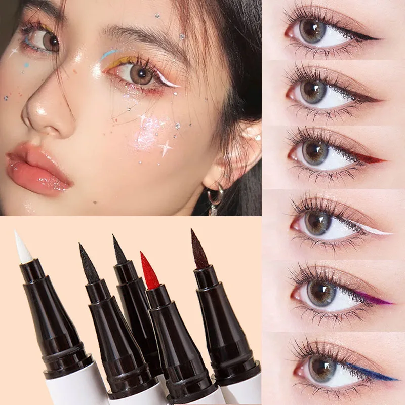 Three Scouts White Eyeliner Liquid Pen Cat Eye Makeup Tool Waterproof Lasting Neon Tint Eye Liner Pencil Korean Comestics Black