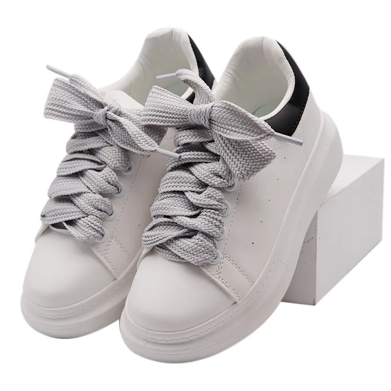 

20mm Extro Wide Width Double Layer Laces Sneaker 10 Designs Solid Color Flat Shoes Strings Queen Force Shoelaces Cord