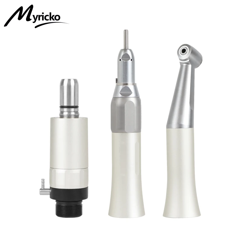 Myricko Dental Low Speed FX Type External Channel Push Button Contra Angle Straight  Handpiece 4 Hole Air Motor Factory Directly