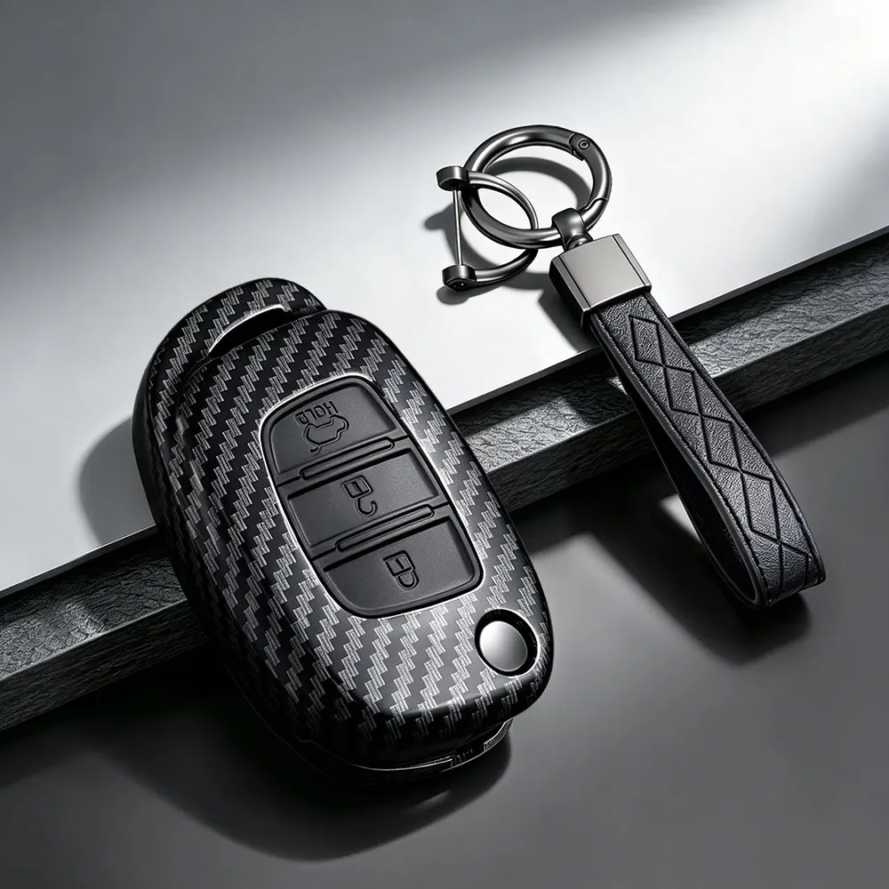 Фото Чехол для автомобильного ключа из ABS-пластика под карбон для Hyundai Ix35, IX45, IX25, I10, I20, I30, HB20, Sonata, Verna, Solaris, Santa, Elantra, Mistra №1