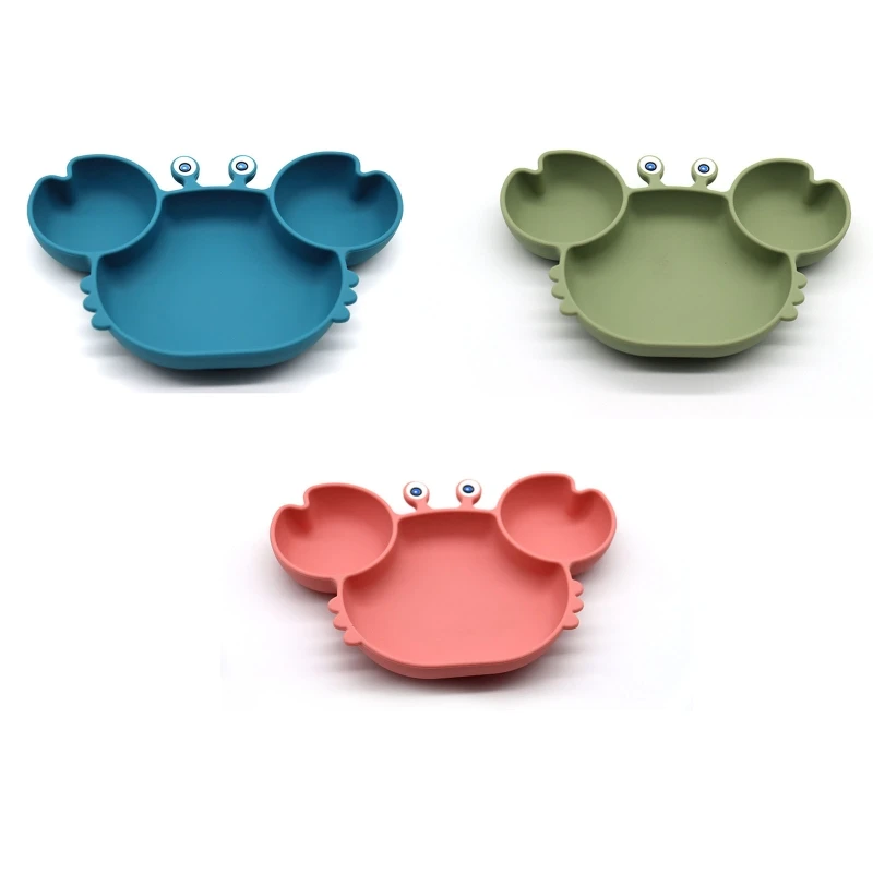 

Cartoon Crab Baby Suction Bowl Divided Dinner Plate Infants Learning Feeding Dish Soft BPA-Free Silicone Bowl for Newborn Gifts