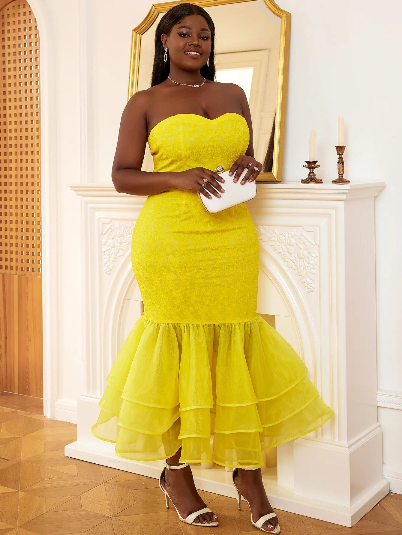 Plus Size Cocktail Dresses For Women Fishtail Mesh Elegant Prom 2023 Summer Evening 4xl Robe Female Luxury Designer Clothing