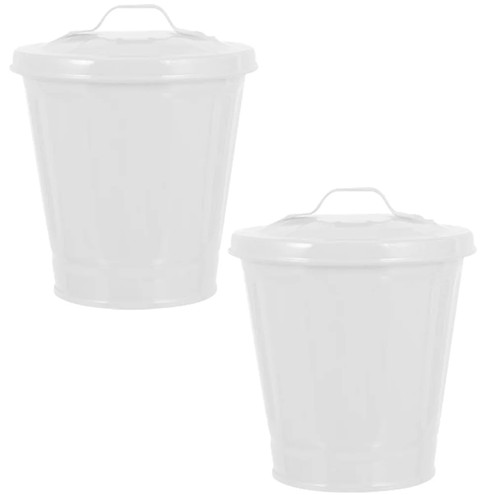 2 шт. мини-мусорный бак маленький оцинкованный с крышкой кашпо для комнатных