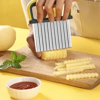 2022 stainless steel wave potato slicer with safer protective cover sharp steel blade slicing tool for vegetables waffle fries