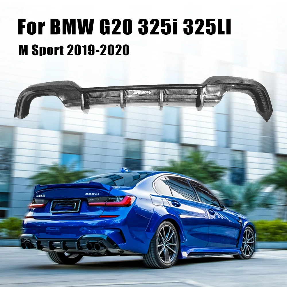 Car Rear Bumper Diffuser Lip Lower Spoiler Diffuser Bracket Plate Body Kit For BMW G20 325i 325LI M Sport 2019-2020 AKASAKA