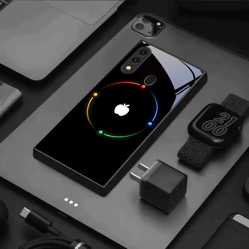 Фото Чехол для телефона Nocturnal Chroma Loop из черного стекла для Samsung Galaxy A50 A52 A52s A53 A54 A55 A56 A51 A80 A70 A71 A35 A34 A30 №4