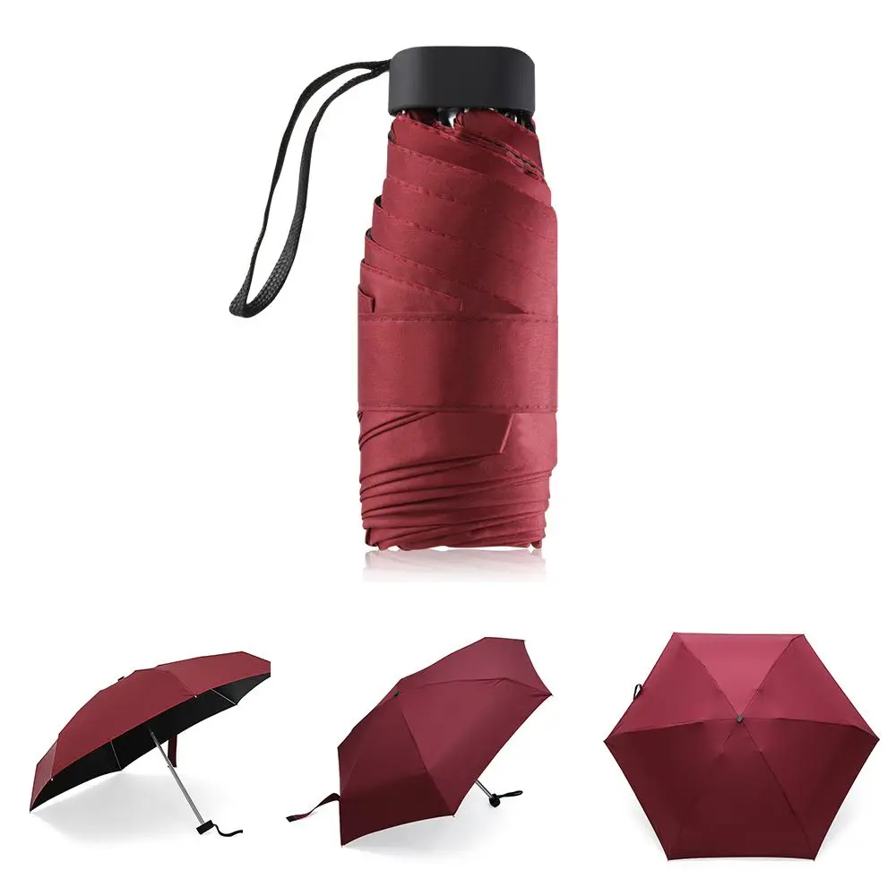 

Fashion Sunscreen Waterproof Coating Parasol Portable Mini Umbrella 5 Fold Sun Umbrella Pocket Compact Rain Umbrella