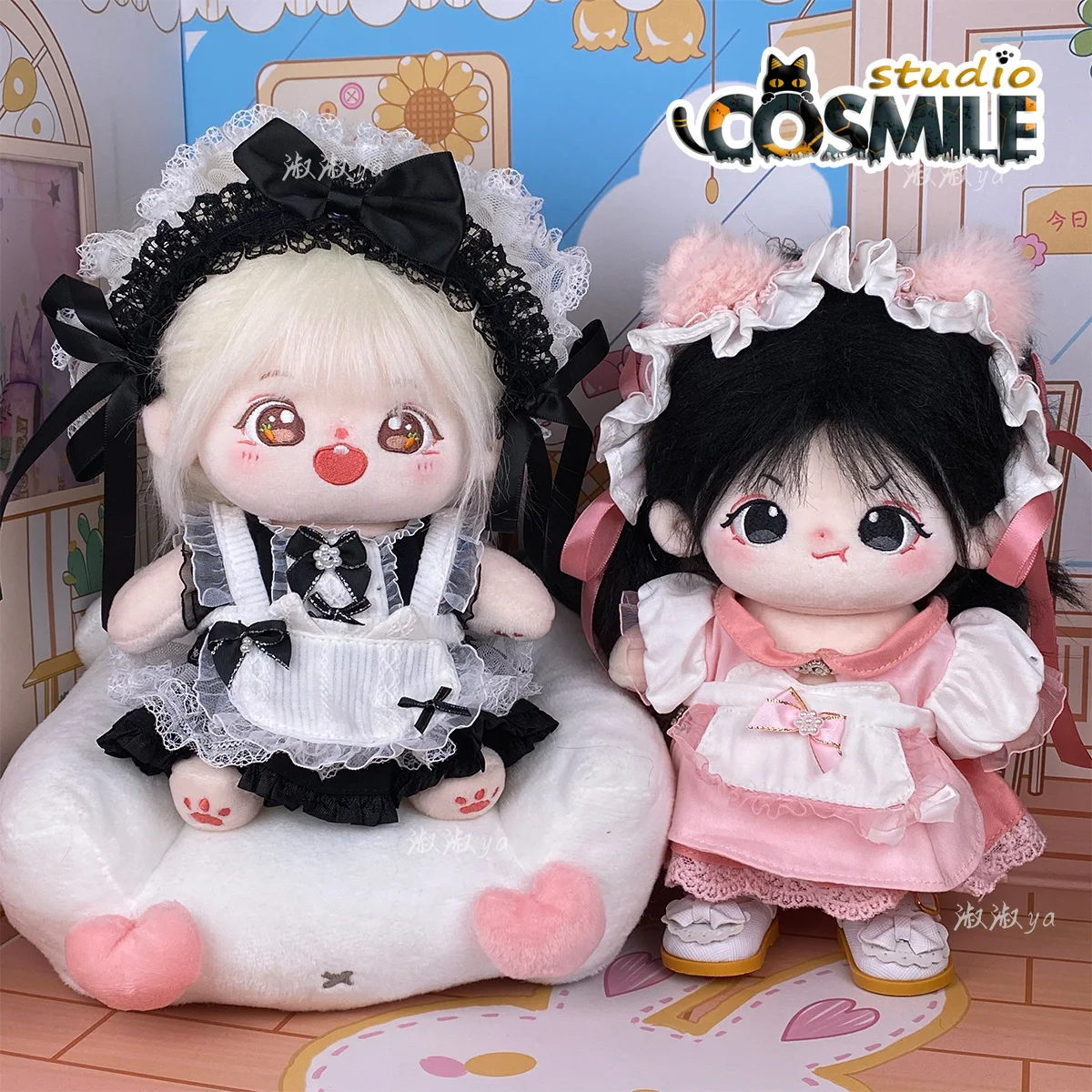 

No attributes Kpop Star Black Maid Dress up Skirt Saber Costume Clothing Cosplay Cos Suit Plushie 20cm Plush Doll Clothes PD Sa