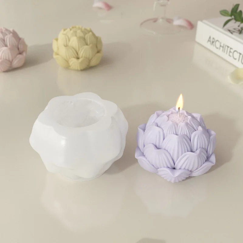 Силиконовая форма в виде цветка лотоса свечи для самостоятельного изготовления