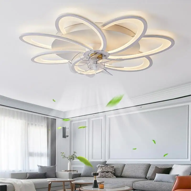 

Chandelier Led Art Pendant Lamp Ceiling Fan Light Follower DC Motor APP Smart Luxury Invisible Dining Room 110V 220V