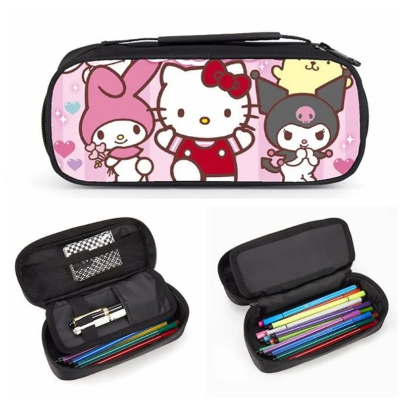 

Sanrio Hello Kitty Kuromi Pencil Cases Children Primary Student Large Capacity Pen Organizer Bags Fashion Kawaii Bag Organizer