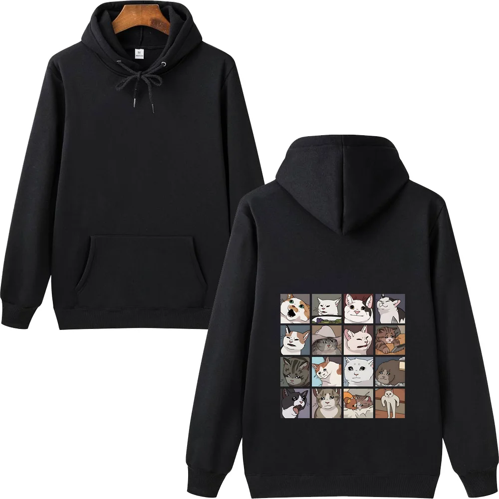 Sudadera con capucha de gato Meme Para hombre y mujer, suéter con estampado popular Harajuku, estilo gótico, de manga larga, a la moda, para invierno