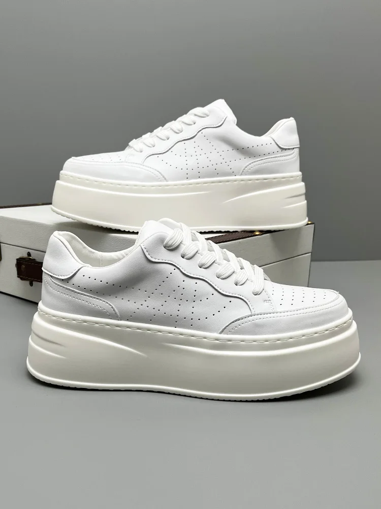 Модная брендовая модная простая мужская обувь новинка 2023 белые туфли с лифтом на